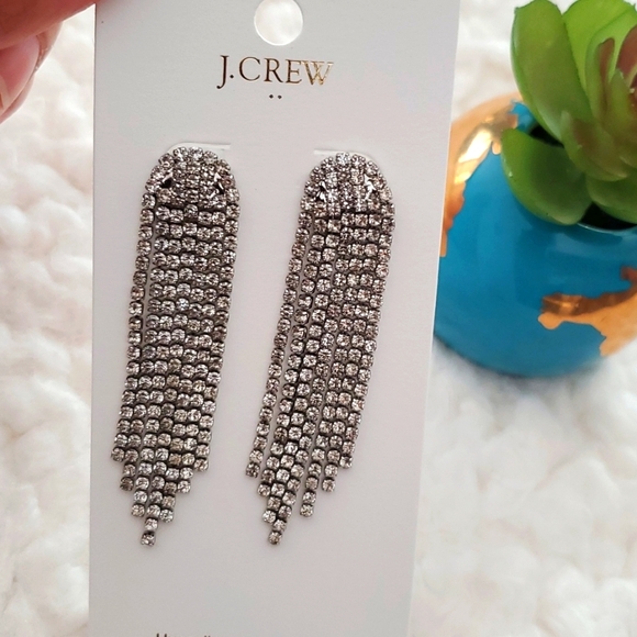 NWT J. Crew Waterfall Crystal Earrings - Picture 3 of 11
